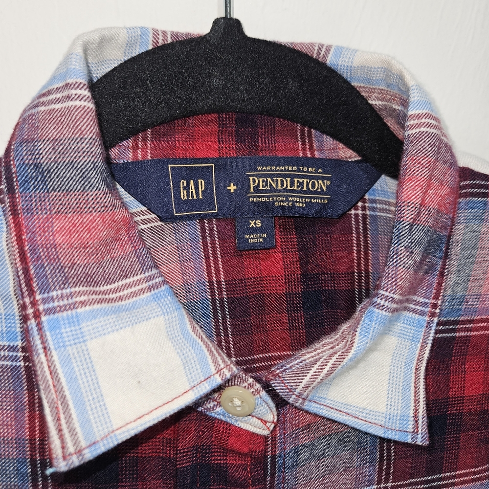 Gap | Pendleton Red Plaid Button Down Shirt Women… - image 4